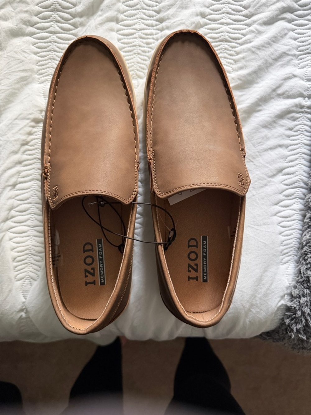 Izod Men's Light Brown Slip-On Memory Foam Loafers